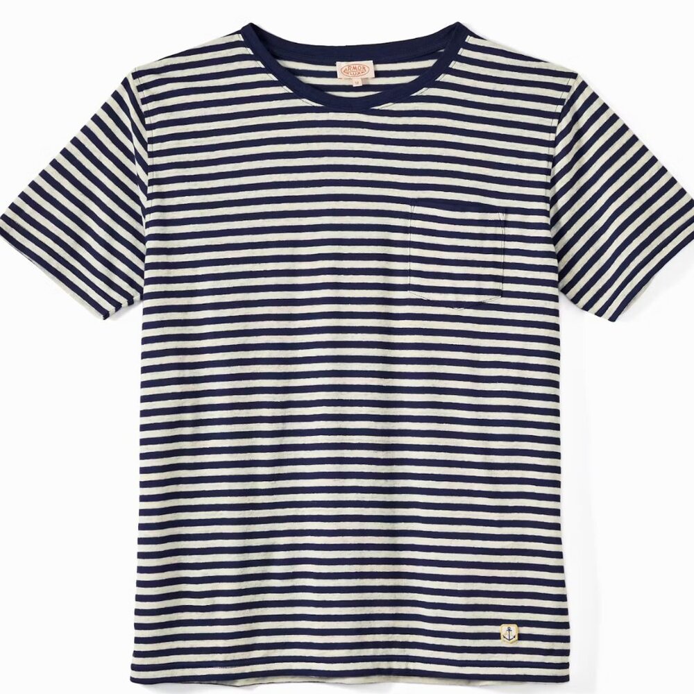Huckberry Armor-Lux Favorites Icon Cotton / Linen Breton e Tee, Navy/White XL